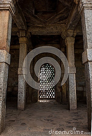 An interior of a historical structure from Indian heritage site. Stock Photo