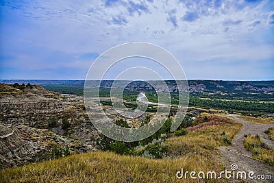 Roosevelt National Park Southern Unit Medora North Dakota River Bend Overlook Stock Photo