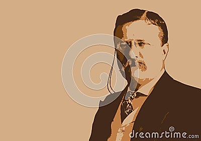 Portrait of US President Theodore Roosevelt. Editorial Stock Photo