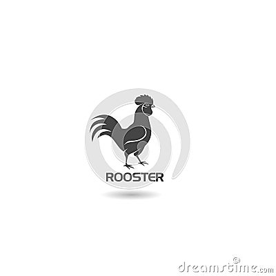 Rooster animal icon with shadow Vector Illustration