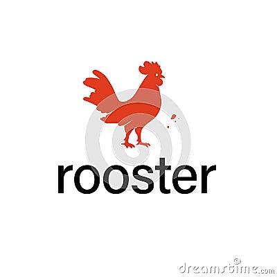 Rooster animal silhouette isolated on white background. Vector Illustration