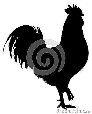 Rooster bird black silhouette Vector Illustration