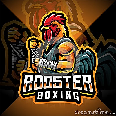 Rooster boxing esport mascot logo design Vector Illustration