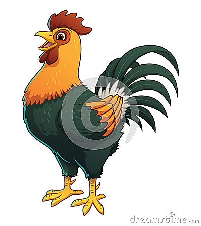 Rooster Cartoon Animal Illustration Color Stock Photo