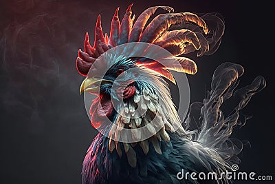 Rooster chicken Animal smoking ganja weed illustration generative ai Cartoon Illustration