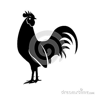 Rooster chicken silhouette vector illustration, perfect for farming or pet design. flat design style Vector Illustration