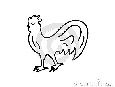Rooster. Chinese horoscope 2029 year. Animal symbol vector illustration. Black line doodle sketch. Editable path Vector Illustration