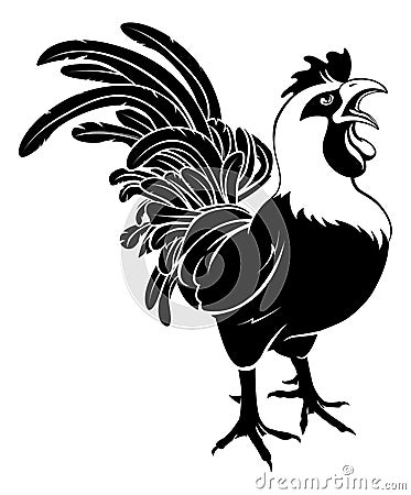 Rooster cockerel crowing Vector Illustration