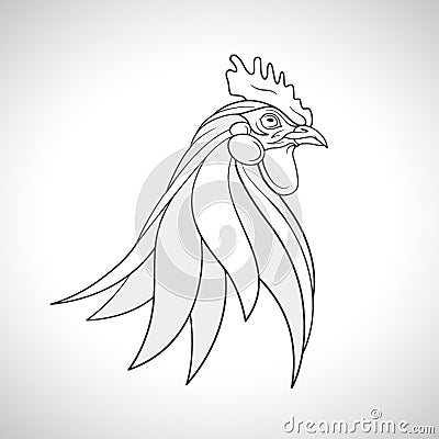 Rooster cockerel head portrait. Chinese Zodiac emblem of 2017. Vector illustration. Vector Illustration