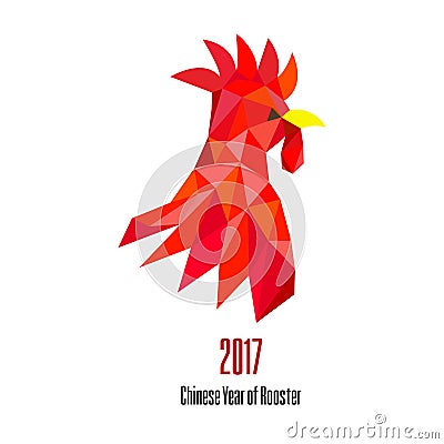 Rooster colorful silhouette of head. Vector Illustration