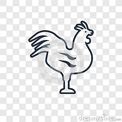 Rooster concept vector linear icon on transparent backg Vector Illustration
