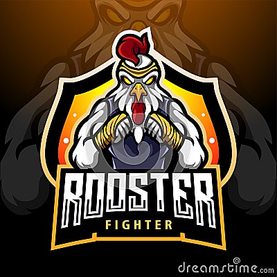 Rooster fighter esport mascot logo design Vector Illustration