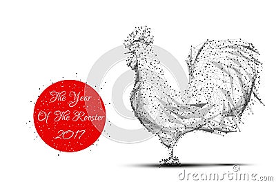 Rooster grey new year Vector Illustration