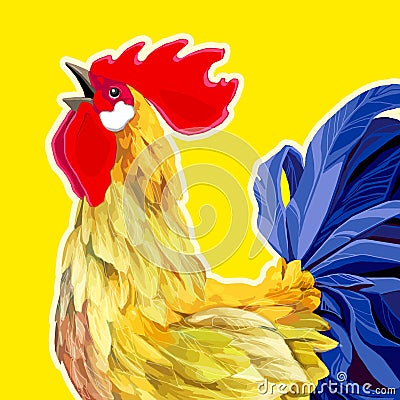 Rooster. 2017 Happy New Year greeting card Stock Photo