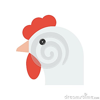 Rooster head vector, Farm animal flat style icon Vector Illustration