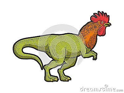 rooster headed tyrannosaurus sketch vector Vector Illustration