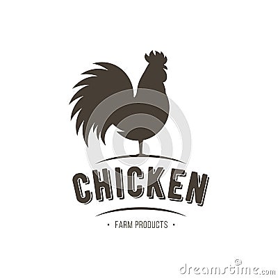 Rooster icon. Cock. Poultry. Farm fresh sign. Chicken Farm meat logo, badges, banners, emblem and design elements for food shop an Cartoon Illustration