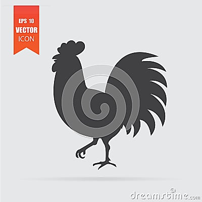 Rooster icon in flat style isolated on grey background Vector Illustration