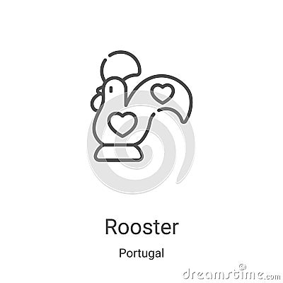 rooster icon vector from portugal collection. Thin line rooster outline icon vector illustration. Linear symbol for use on web and Vector Illustration