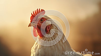 Realistic Rooster Portrait In Vray Tracing: Hyper-detailed 32k Uhd Rendering Stock Photo