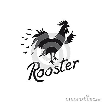 Rooster logo. image with text Vector Illustration