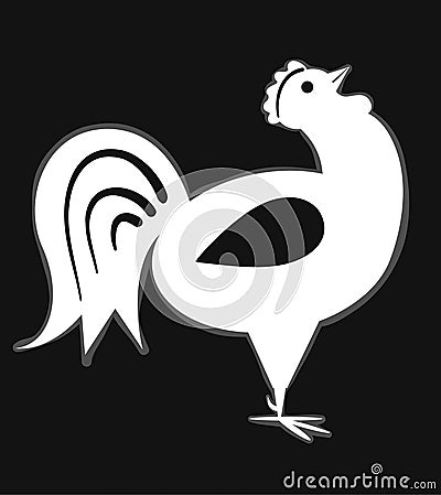 Swagger rooster lifted its head Vector Illustration