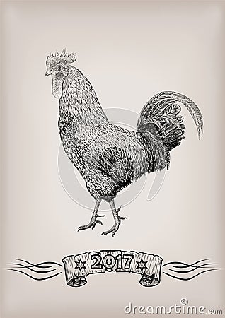 Rooster red chicken cockerel new year symbol 2017 graphic c Vector Illustration