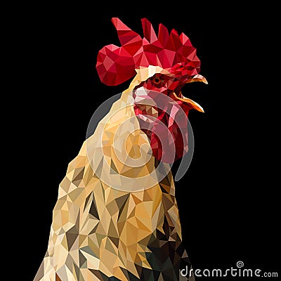 Rooster screaming treated in triangulation mode Stock Photo