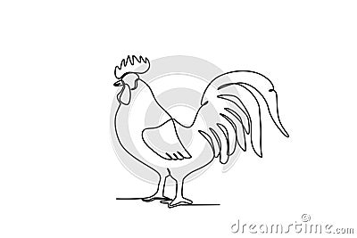 A rooster stood gallantly Vector Illustration