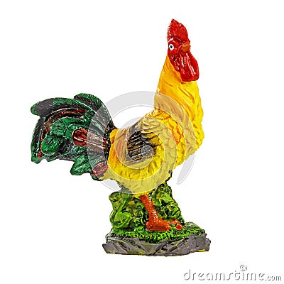 Rooster toy ceramic figure isolated on white background Stock Photo