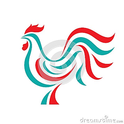 Rooster vector logo concept in line style. Bird abstract illustration. logo. Vector logo template. Vector Illustration