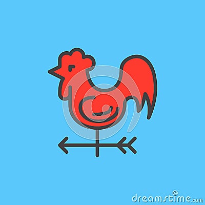 Rooster, weather vane filled outline icon, line vector sign, linear colorful pictogram Vector Illustration