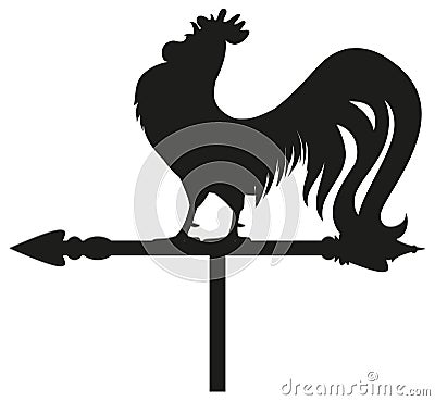 Rooster weather vane silhouette Vector Illustration