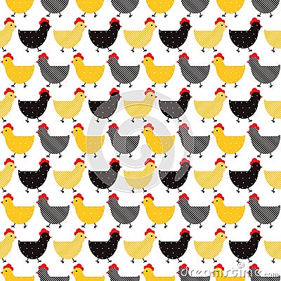 Rooster year seamless Vector Illustration