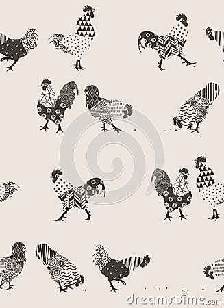 Roosters Vector Illustration