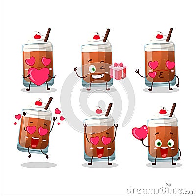 Root beer with ice cream cartoon character with love cute emoticon Vector Illustration