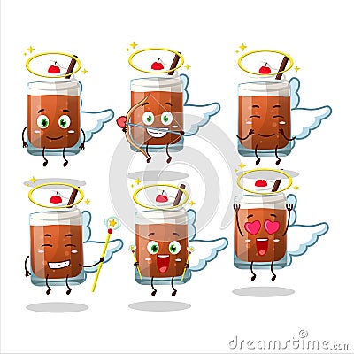 Root beer with ice cream cartoon designs as a cute angel character Cartoon Illustration