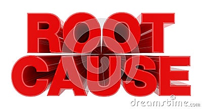 ROOT CAUSE red word on white background illustration 3D rendering Stock Photo