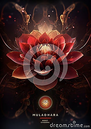 ROOT CHAKRA SYMBOL (1. Chakra, Muladhara) Stock Photo