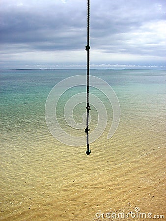 Rope on Beach of remote Tong Stock Photo
