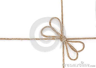 Rope with bowknot, isolated on white background, close-up Stock Photo
