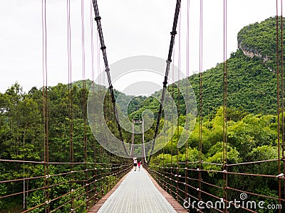 Rope bridge Heart mountain at Surat Thani, Thailand Editorial Stock Photo