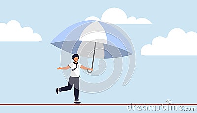 Rope businessman Business or investment risk protection Vector Illustration