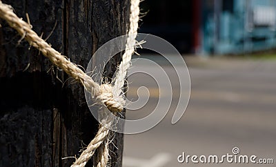 Rope on a column in Hawi Stock Photo