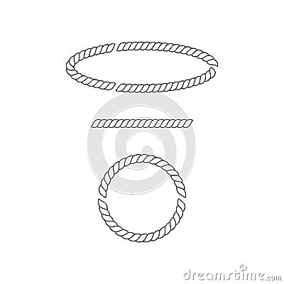 Rope design elements. Twisted line shapes. Minimal circular frame. Vector illustration. Vector Illustration