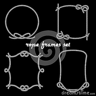 Rope Frames on Black Background Vector Illustration