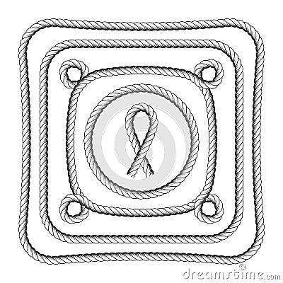 Rope frames square and round Vector Illustration