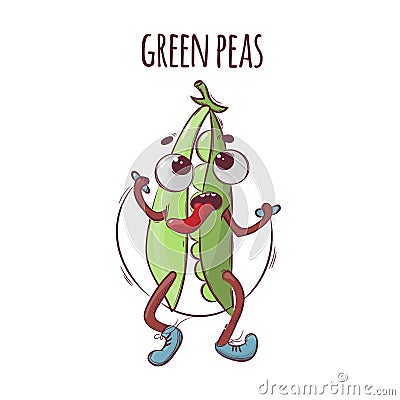 ROPE GREEN PEAS Sport Cartoon Health Vector Illustration Stock Photo