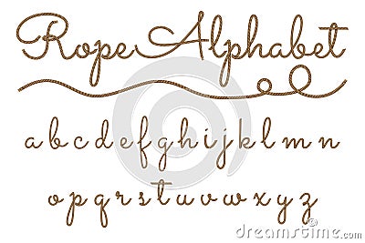 Rope hand drawn alphabet Vector Illustration