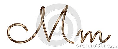 Rope hand drawn letter M Vector Illustration